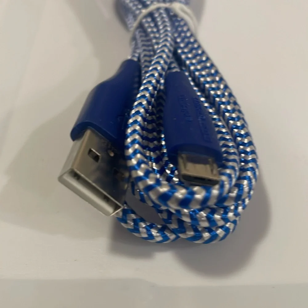 Blue -White Braided USB-C Cable Durable Tangle-Free Design
